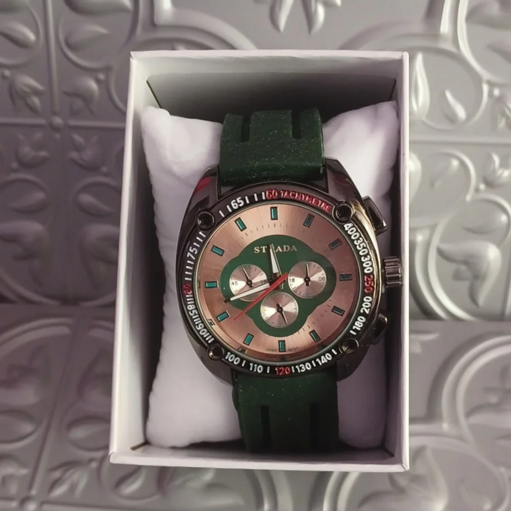 Strada Gold Dial with Green Strap Watch